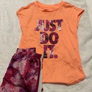 Girls Nike dri fit shorts and shirt